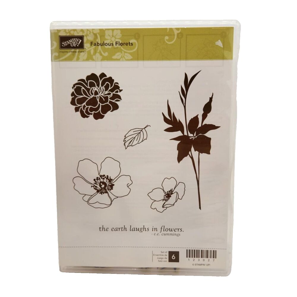 Stampin Up Fabulous Florets Cling Stamp Set Unmounted Flowers Floral Botanical